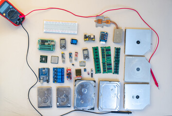 Pc parts and electronic parts in a nice pattern