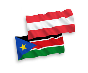 Flags of Austria and Republic of South Sudan on a white background