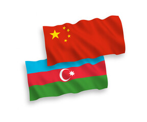 Fototapeta premium Flags of Azerbaijan and China on a white background