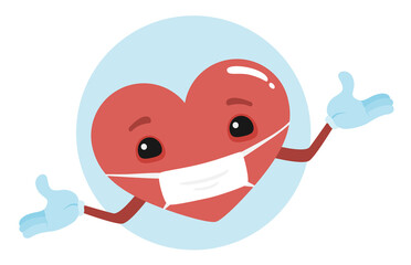 Cute heart character protected against viruses. To see the other vector heart character illustrations , please check Cartoon Heart Characters collection.