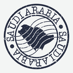 Saudi Arabia Stamp Postal. Map Silhouette Seal. Passport Round Design. Vector Icon. Design Retro Travel.