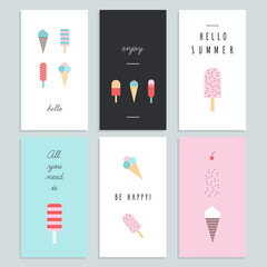 Collection of ice-cream cards. Retro style. Vector.