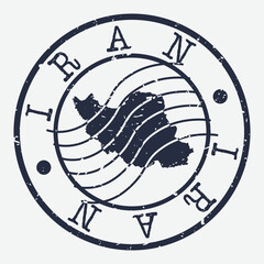 Naklejka na ściany i meble Iran Stamp Postal. Map Silhouette Seal. Passport Round Design. Vector Icon. Design Retro Travel.