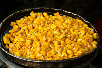 corn in a frying pan