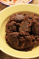 Rendang Padang. Spicy beef stew from Padang, Indonesia. The Popular Indonesian Traditional Food