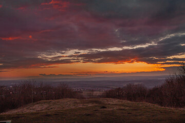 Fototapeta na wymiar sunset over the hills