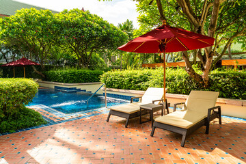 bed pool around swimming pool in hotel resort