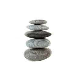 Balance stone pyramid isolated on white background. Balancing stones set.