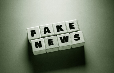 Fake News Word with Wooden Cubes
