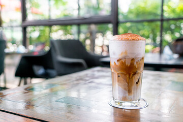iced cappuccino coffee in coffee shop