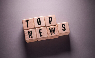 Top News Word with Wooden Cubes