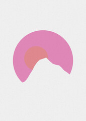 Fuchsia Pink color Mountains rocks silhouette art logo design illustration
