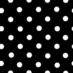 Seamless polka dots pattern, black and white, circles 