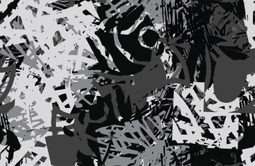 Grunge background is monochrome. Seamless abstract texture. Template for printing on fabric, wallpaper. Chaotic repeating pattern