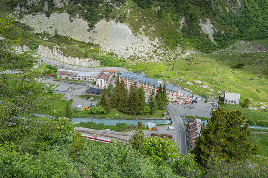 Gletsch am Grimsel- und Furkapass, Goms, Wallis, Schweiz