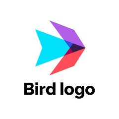 Color abstract flat bird logo