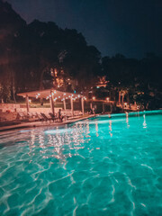 swimming pool at night