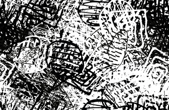 Grunge background black and white. Texture of chips, cracks, scratches, scuffs, dust, dirt. Dark monochrome surface. Old vintage vector pattern © Alexandr
