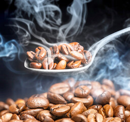 coffee beans in the detail close up