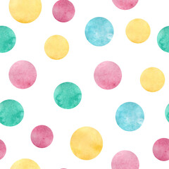 Abstract watercolor background, seamless pattern with circles 