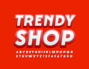 Vector stylish Emblem Trendy Shop. Modern Bright Font. Creative Alphabet Letters and Numbers