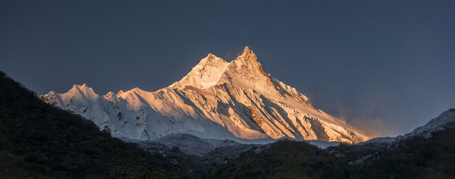 Sunrise at Manaslu mountain (8,163 m), Manaslu Himal, Nepal Himalayas, Nepal