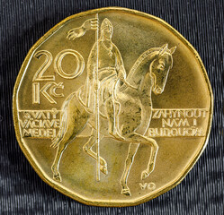 20 koruna coin money (CZK) currency of Czech Republic