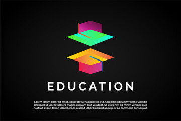 Two Colorful graduation Education Logo Template