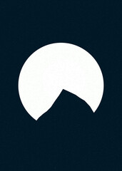 Foggy Dew color Mountains rocks silhouette art logo design illustration