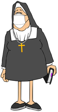 Catholic Nun wearing a face mask