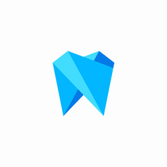 tooth origami logo blue geometric