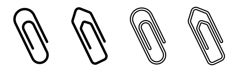 Paper clip icons set on white background. Paperclips in flat style. Office Paper Clip sign. Vector