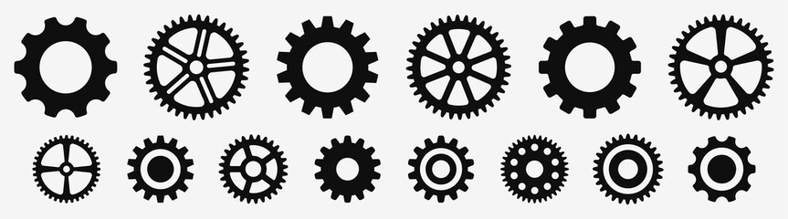 Gear wheel icon set. Simple Gear wheel collection. Cogwheel. Gear icons. Vector - obrazy, fototapety, plakaty