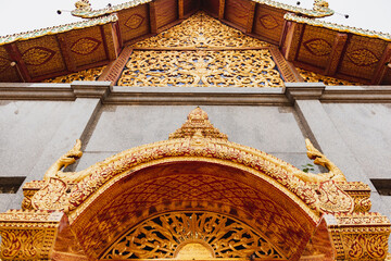 Golden Decorative art temple , entrance of temple