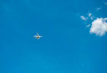 The drone flying in the sky