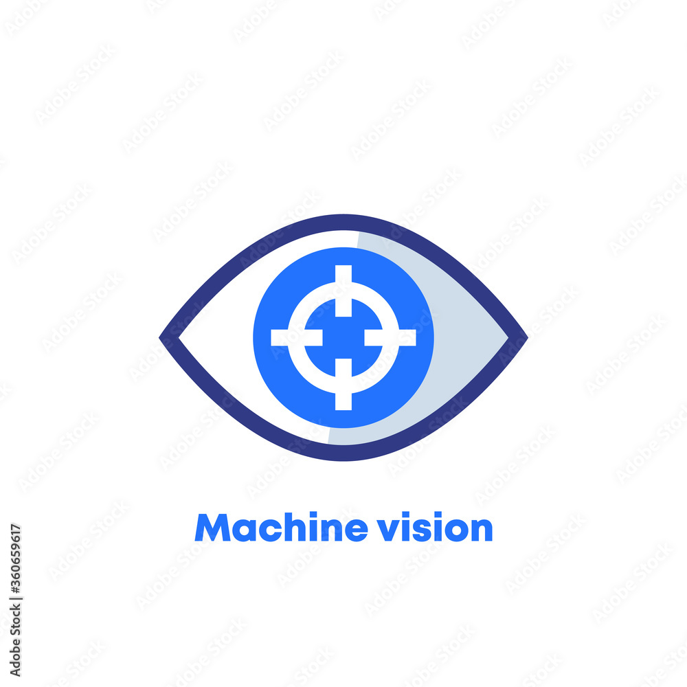 Poster machine vision, visual recognition vector icon