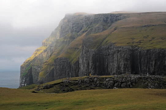 Braving the elements at Asmundarstakkur on Suduroy.