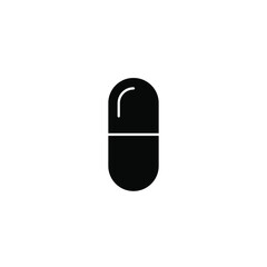 Capsule vector solid black glyph flat icon, medical icon
