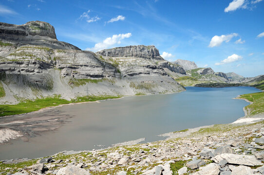 River delta in the Daubensee above Leukerbad.
