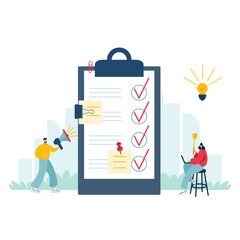 Survey of customer satisfaction. checklists, organizer and information notebook page.
Social research campaign, marketing survey, questionnaire concept.
Public opinion poll vector illustration in flat