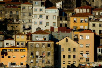 Wall of houses in Lisbon, Portugal
