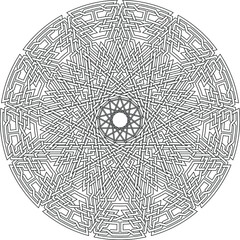 Tridecagram circular pattern with geometric shape clock pattern inside huge tridecagon with pentagram vector background