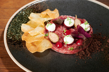 Colorful tasty tartar dish