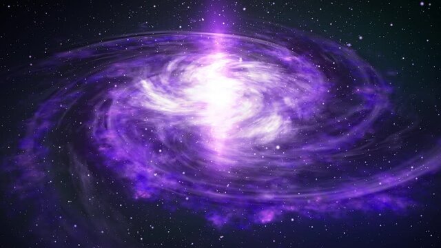 Spiral galaxy in deep space. 3D animation