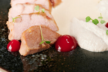 Juicy cooked pork meat