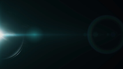 Anamorphic lens flare from a photo camera lens. Anamorphic background.
