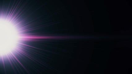 Anamorphic lens flare from a photo camera lens. Anamorphic background.