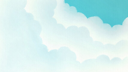 分厚い雲と青空のイラスト　積雲　幻想的な背景装飾