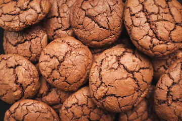 Beautiful fresh sweet chocolate cake with chocolate