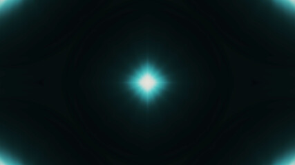 Beautiful lens flare with rays on a black background.